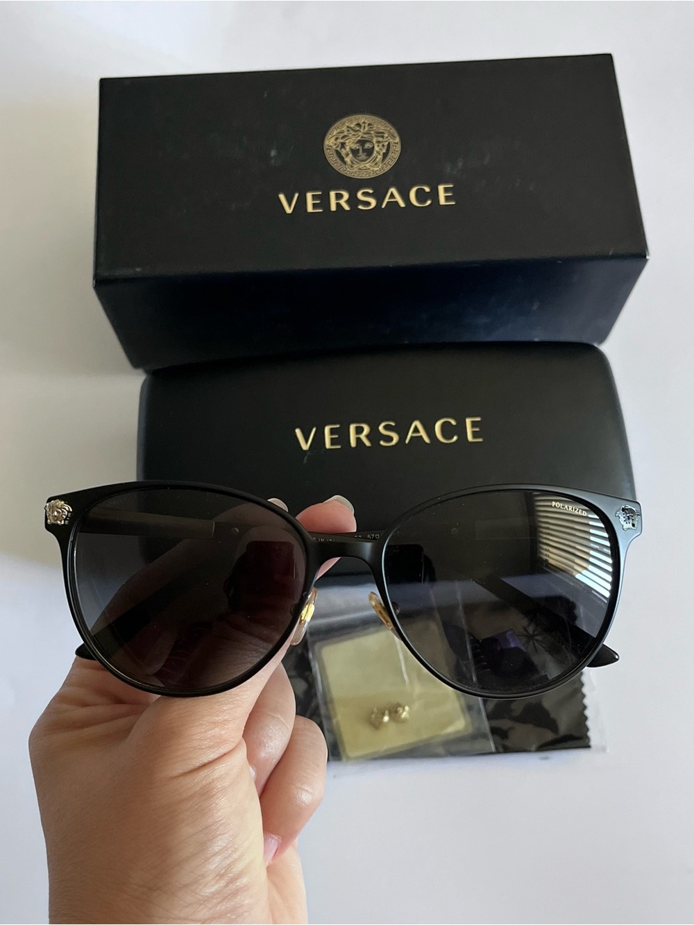 Versace Women's Black Polarized Sunglasses